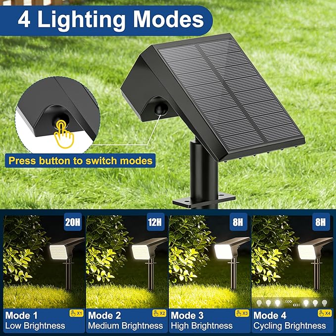 LANSOW 12 Pack Solar Spot Lights Outdoor Waterproof IP67, (90 LED/4 Modes) Solar Landscape Spotlights, 2-in-1 Solar | Lumora