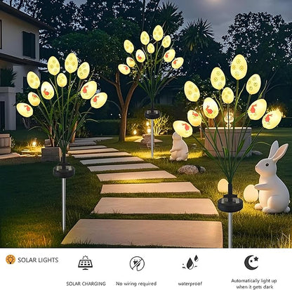 Solar Easter Egg Stake Lights 2 Pack,20 LED Waterproof Swaying Firefly Solar Lights for Outdoor Easter Decor - Garden Pathway, Lawn, Patio, Yard Landscape Decoration
