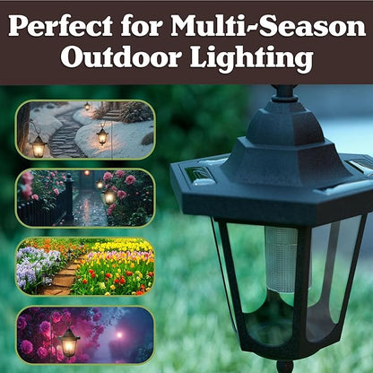 Pure Garden Hanging Solar Coach Lights, 26 Outdoor Lights with Hanging Hooks, Set of 4
