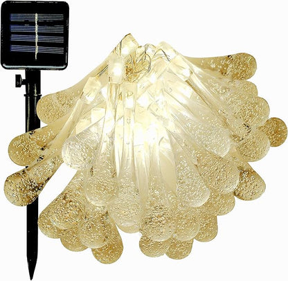 Hometown Evolution, Inc. Solar Powered LED Lights (100 LED, Solar Water Drop - 25 Foot - Warm White)