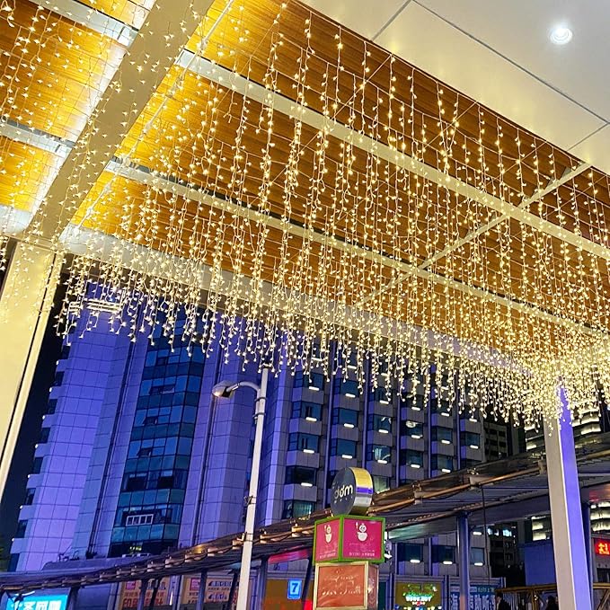 LED Icicle String Lights, Christmas Icicle Lights 16.4FT 216 LEDs Window Curtain Starry Fairy Lights Plug in 8 | Lumora