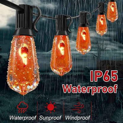 Halloween String Lights10Ft with 10 Flickering Bulbs,Halloween Lamp with UL Listed IP44 Waterproof for Indoor/Outdoor Use, Patio, Garden, Gazebo, Fall Decorations for Home