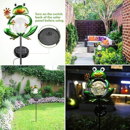Litake Frog Solar Lights Outdoor Garden Decorative, Solar Frog Outdoor Decor for Garden, Auto ON/Off Solar Powered Stake Lights for Christmas Lawn Ornaments Patio Yard