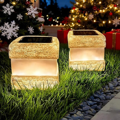 Larekook 2 Pack Solar Rock Light Christmas Decorations Outdoor,Solar Lights Outdoor Waterproof Fake Rock Garden Statue with LED Light for Lawn Landscape Pathway Yard Decor,Garden Gift for Women(Brown)