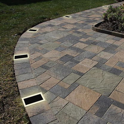 LUMENGY Solar Paver Light 4×8 inch (3.93x7.87), Stainless Steel with Tempered Glass, 2700K Warm White Glare-Free Lighting for Driveways, Walkways and Patios, IP67 Waterproof, Drive-Over Rated