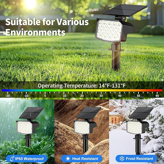 Solar Spot Lights Outdoor Waterproof Adjustable Solar Powered Landscape Lights for Yard 3 Long Time Lighting Modes | Lumora