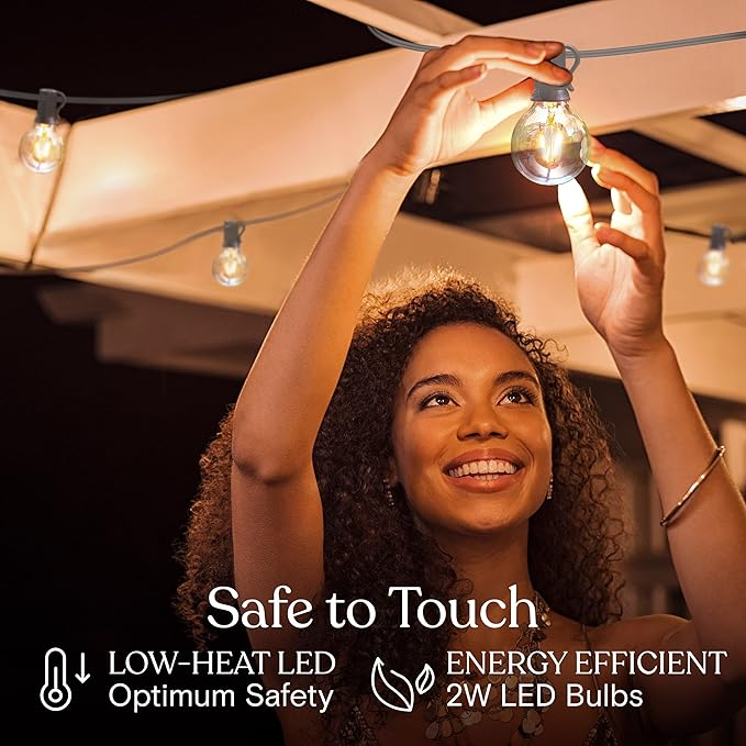 Brightech Ambience Pro LED String Lights - 26 Ft Commercial Grade Patio Lights Outdoor Waterproof with One Extra | Lumora