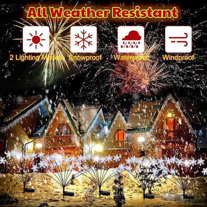 4 Pack Christmas Solar Snowflake Lights Winter Outdoor Decoration 40 LED with 2 Modes Solar Lights Xmas Decorations Outdoor for Garden Yard Pathway Walkway