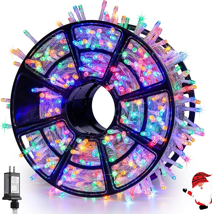 JMEXSUSS 168FT 600 LED Christmas Decor String Lights - 8 Modes Multicolor Christmas Lights Outdoor/Indoor Waterproof Plug-in Party Holiday Xmas Decorationsons