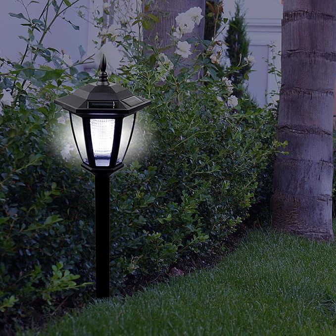 Alpine Corporation 8" Tall Hanging/Wall/Stake Outdoor Solar Powered Lantern with LED Light