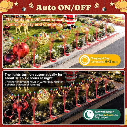 4 Packs Christmas Berry Solar Garden Light with Multiple Colors, Auto ON/Off Solar Lights Outdoor Swaying in The Wind, Christmas Decorating Outdoor Yard Light for Pathway, Pond, Courtyard