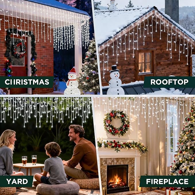 7ft Icicle Lights, 70 LED White Twinkle String Lights, Commercial Grade IP68 Waterproof, Soft Glow Mini LED Icicle Light for Christmas Party, Eaves, Roofs, Xmas Holiday Indoor Outdoor Decoration