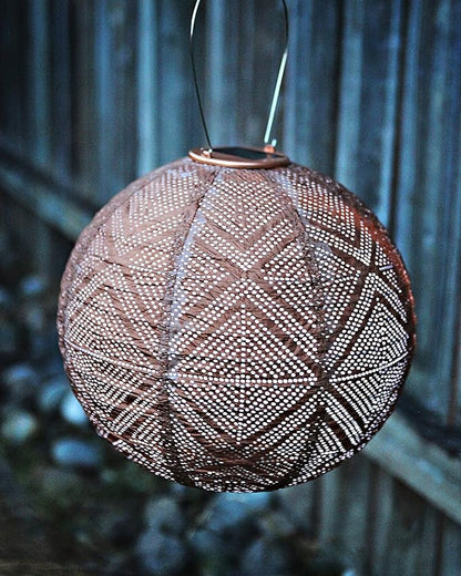 Allsop Soji Stella Market - 12" Handmade LED Outdoor Solar Lantern - Copper