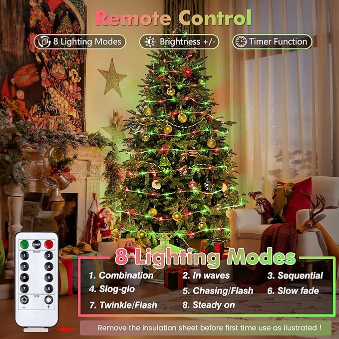 Jnaurb 2-Pack Battery Operated Rope Lights for Outside, Total 66FT 200LED 8 Modes Battery Operated String Lights | Lumora