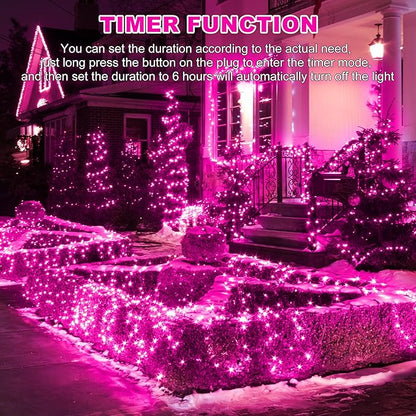kemooie 300 LED Pink Valentine's Day Lights, 99 FT Connectable 8 Twinkle Modes String Lights with Memory Function, Waterproof Fairy Light for Outdoor Indoor Wedding Party Valentine's Day Decoration