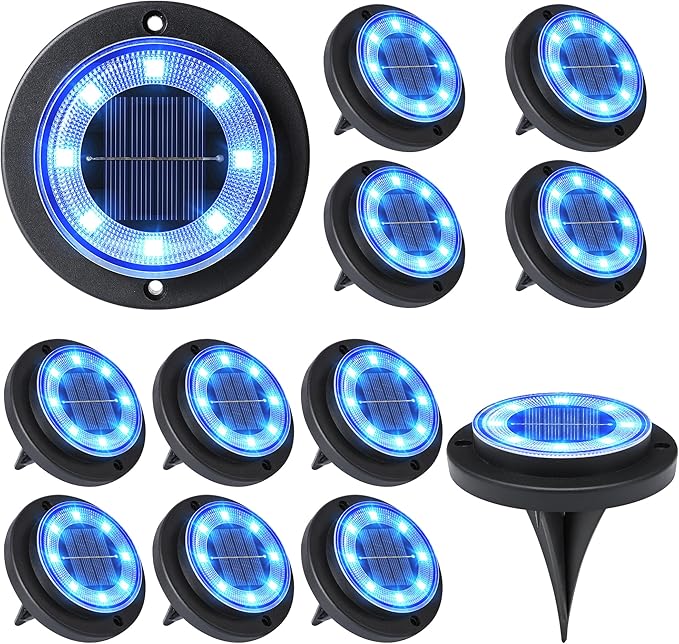 Flacchi Solar Lights Outdoor - Solar Powered Ground Lights Outdoor Solar Disk Light Waterproof Landscape Light for | Lumora