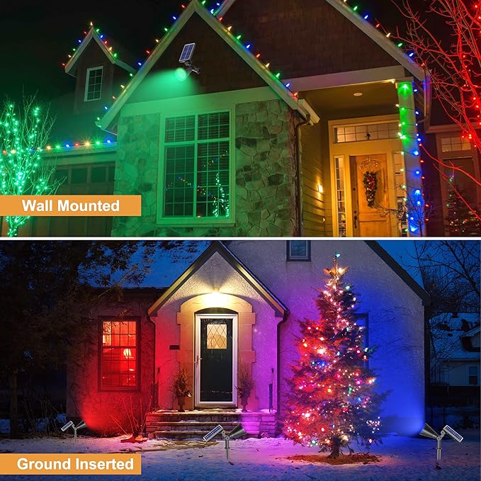 RGB Halloween Solar Spot Lights Outdoor, 36 LEDs Solar Lights Outdoor Color Changing Spot Lights for Halloween | Lumora