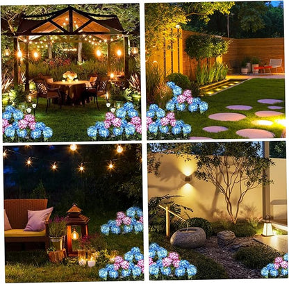 Solar Garden Lights Outdoor 28.7'' Solar Flower Lights Realistic Hydrangea Stake IP65 Waterproof Pathway Light for Outside Yard Garden Decor Style 1 Stake