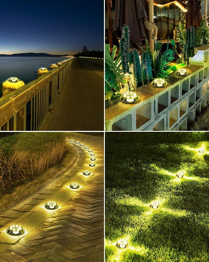 Biling Solar Ground Lights Uplight Sidelight, 12 Packs Bright Solar Outdoor Lights Waterproof for Yard Pathway | Lumora
