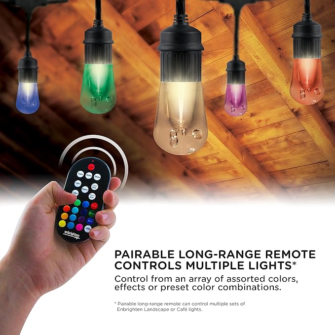 Enbrighten Seasons Vintage LED Café String Lights, 48ft, 24 Acrylic Bulbs, Color Changing, Indoor/Outdoor + UltraPro WiFi Plug, 2-Outlet Grounded