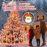 Solar Christmas Decorations Outdoor: 12 Pack 8 Blinking Models Waterproof Red Candy Cane Lights - 21" Santa Claus | Lumora