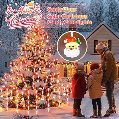 Solar Christmas Decorations Outdoor: 12 Pack 8 Blinking Models Waterproof Red Candy Cane Lights - 21" Santa Claus Pathway Stake Oranments for Yard Garden - 2026 Xams Gifts for Homeowners