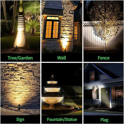 Low Voltage Landscape Spotlights, Black Outdoor LED 12V LED Tree Light, Waterproof Aluminum Fixture for Tree House Garden with 5W MR16 Bulb 5000K 8 Pack