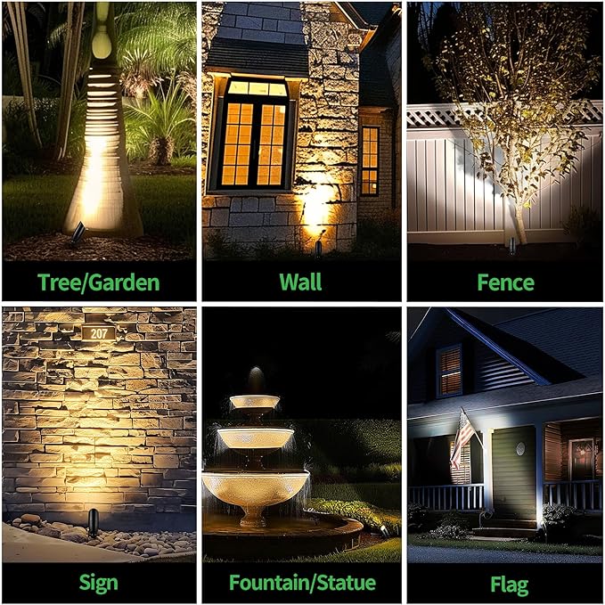 Landscape Spotlights, Black Low Voltage LED Outdoor Lighting, IP65 Waterproof Aluminum uplight for Yard House Porch | Lumora