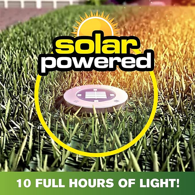 Bell+Howell Disk Lights Solar Weatherproof LED Outdoor, As Seen on TV 4 Pack