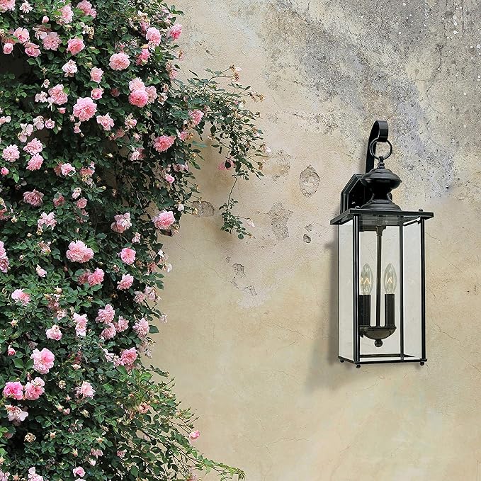 Generation Lighting 8468-12 Jamestowne Transitional Two - Light Outdoor Wall Lantern Outside Fixture, Black Finish | Lumora