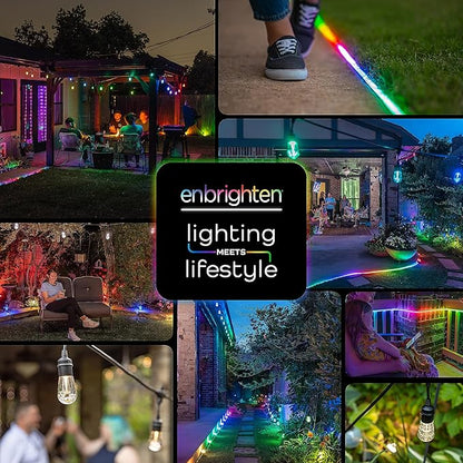 Enbrighten LED Ground Lights, 12 Path Lights, 110ft, Color Changing, Remote Control, Outdoor Path Lighting, 41017