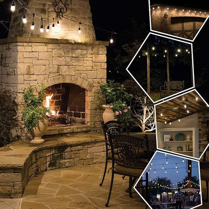 Enbrighten Classic Warm White String Lights, 48ft Black Cord, 24 Shatterproof Acrylic Bulbs, Weatherproof, Outdoor String Lights, 31664