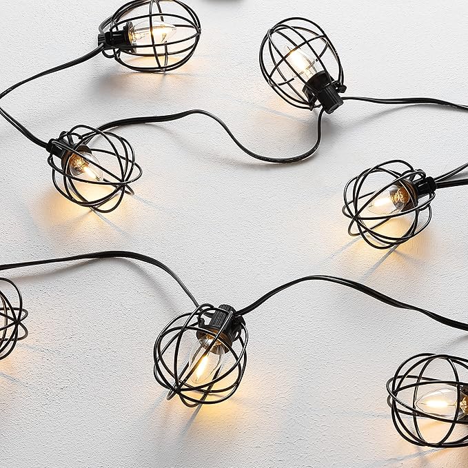 SAFAVIEH Lighting Collection Garnet Black 10-Foot LED Outdoor String Lights