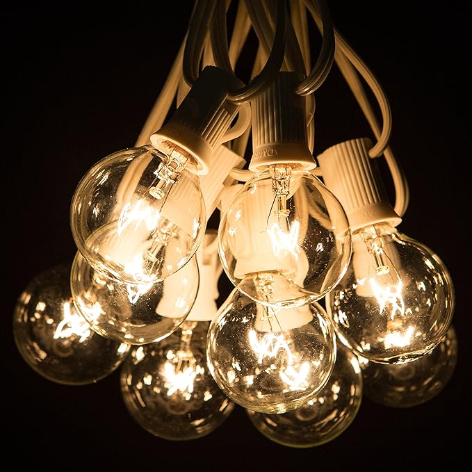 Hometown Evolution, Inc. 100 Foot G40 Globe String Lights with Clear Bulbs (100 Foot - White Wire) for Weddings | Lumora