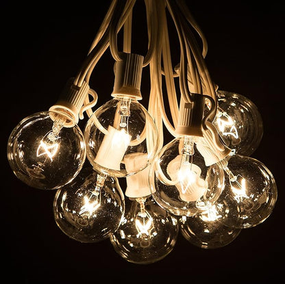 Hometown Evolution, Inc. Globe String Lights (100 Foot, G50 Clear - White Wire - 2 Inch 7 Watt Bulbs +5 Free Spares)