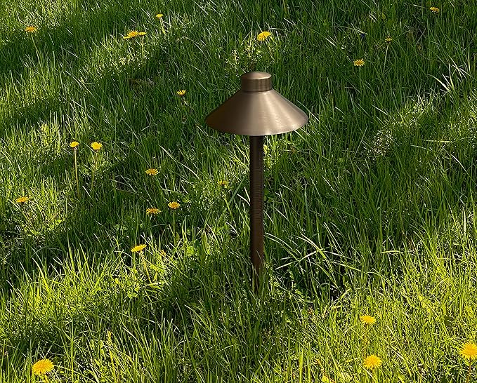 GKOLED Solid Brass Pathway Lights, Low Voltage LED Landscape Path Light, Outdoor Waterproof Accent Lighting, 12V AC/DC, 2700K Warm White, with 3W G4 LED Bulb & Large Rugged Slot Spike, 20 Pack