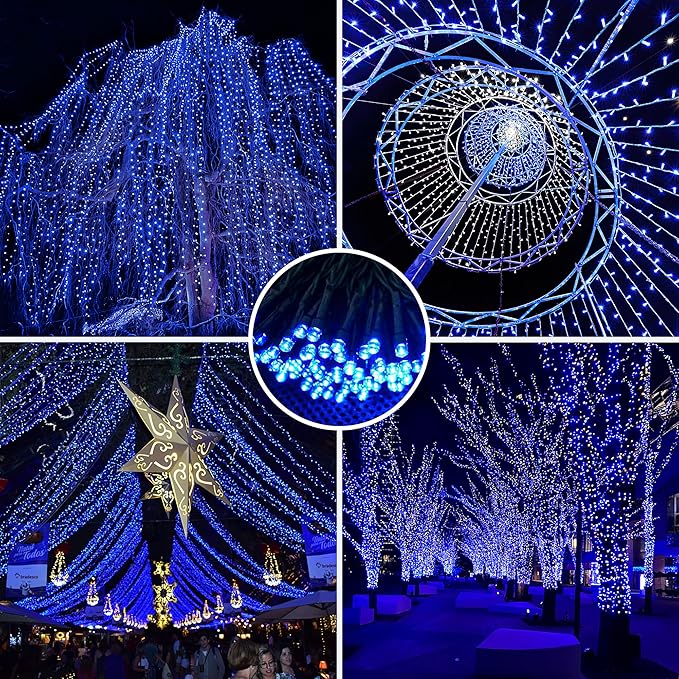 AmyHomie Blue Christmas Lights, 108Ft 300LED Halloween String Lights Outdoor Waterproof, End-to-End Indoor Fairy | Lumora