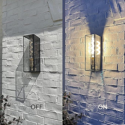 c cattleya Solid Brass Outdoor Wall Lantern Sconce Exterior Porch Lamp with Tempered Glass, Rectangular Waterproof Wall Lighting Outdoor Sconces for House Patio Yard Front Porch Garage
