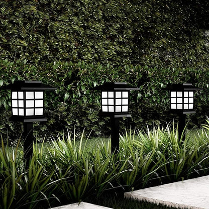 Solar Pathway Coach Lights - Set of 6 Water-Resistant Outdoor Stake Lighting for Garden, Landscape, Patio, Garden, and Walkway by Pure Garden (Black)