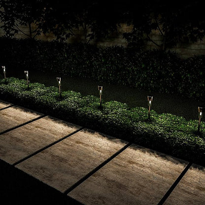 Pure Garden Outdoor Solar Lights - 12-Pack Stainless-Steel LED Lights for Gardens, Pathways, and Patios - Weather-Resistant Stake Lights (Silver)